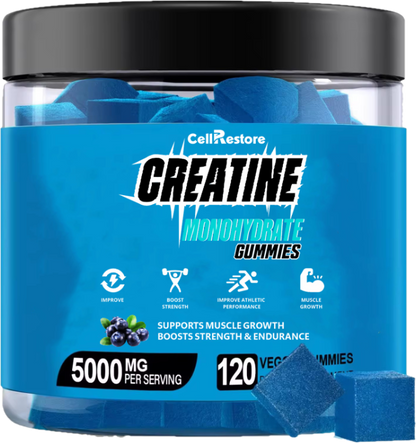 CellRestore Creatine Monohydrate Gummies for Men & Women-5g of Creatine Monohydrate per Serving- Help Increase Strength and Build Muscle,Blueberry Flavor, 120 Count